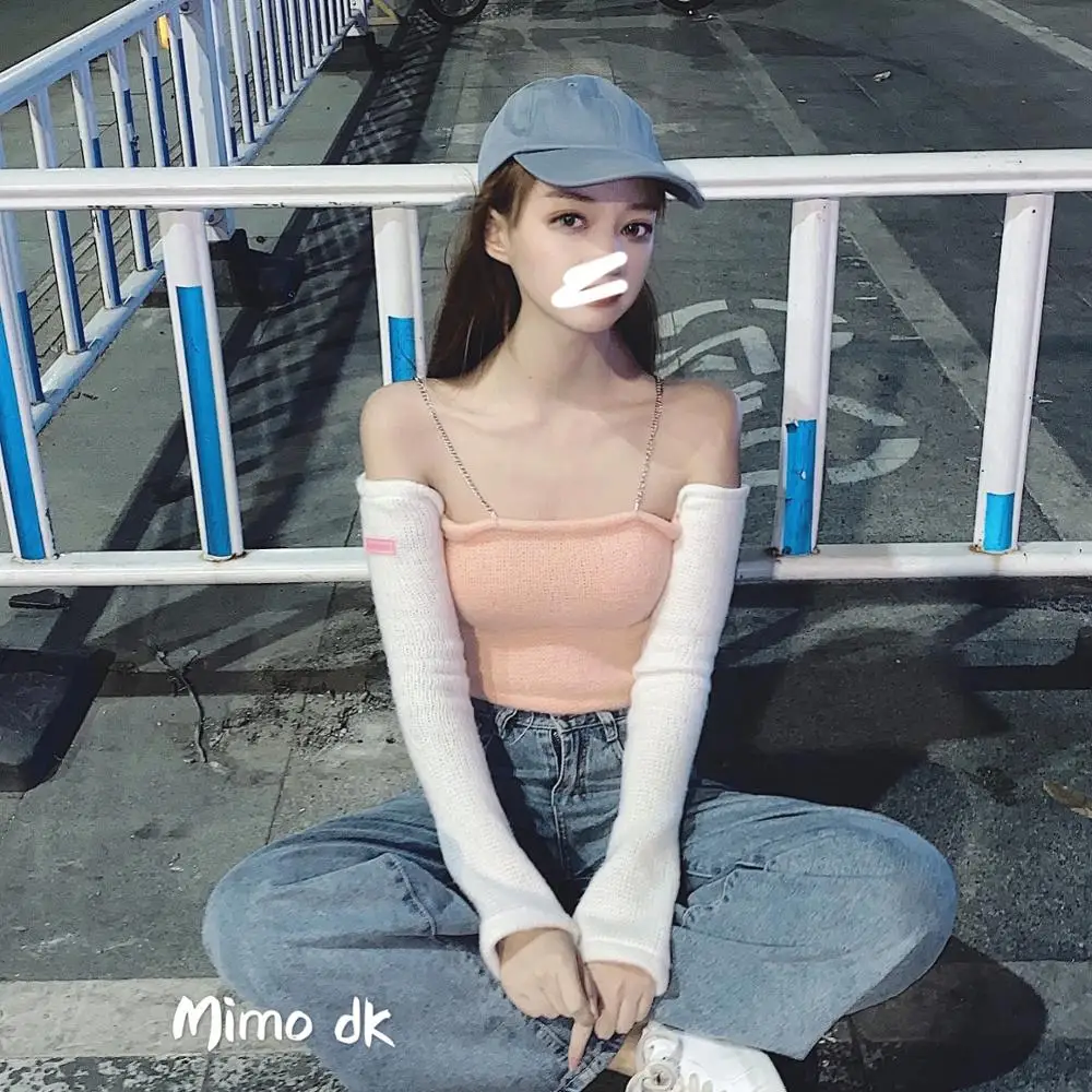 Модный милый свитер с длинными рукавами для девочек, рубашка с открытыми плечами, Женский Осенний вязаный мягкий свитер