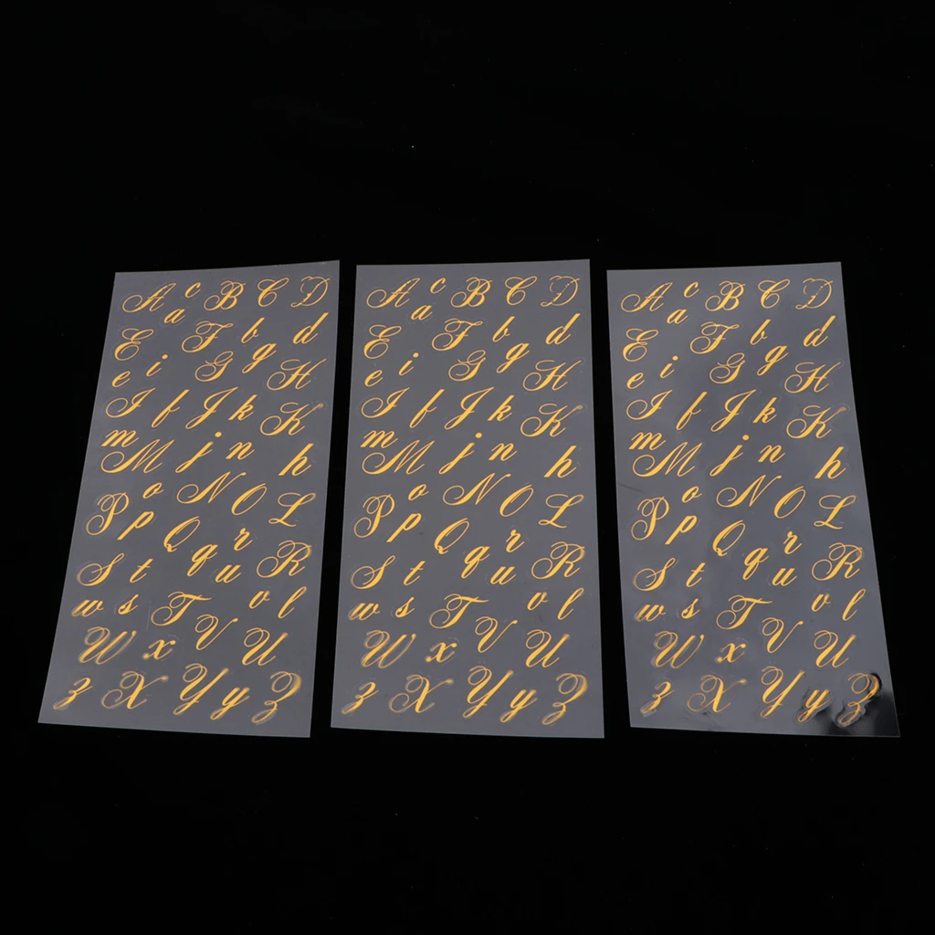 3pcs Script Alphabet Letters Peel Off Stickers Uppercase Lowercase Card Makings