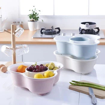

Kitchen Organizer Double-layer Household Plastic Sink Assorted Fruit Washing And Storage Vegetables Plate Drain Basket