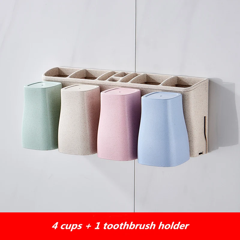 4 cups Toothpaste Toothbrush Holder Multi-functional Storage Save Space Convenient Bathroom Accessories Automatic Toothpaste Dispenser - Цвет: 4 cups