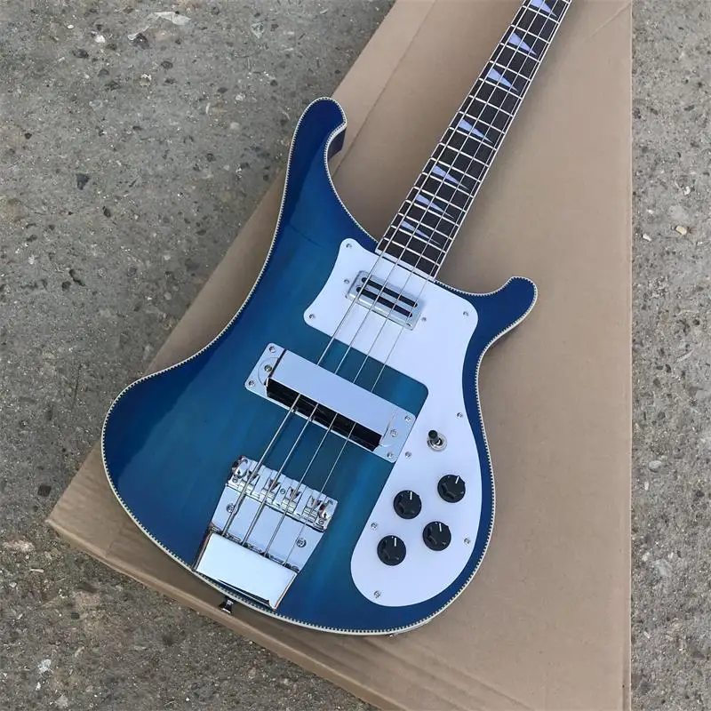 Rick 4003 modelo Ricken 4 cuerdas cuerpo de Ceniza con cuello a traves de bajo electrico guitarra океан bluecolor Envio бесплатно