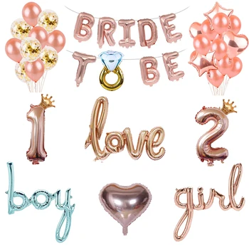 

1set 16inch Rose Gold Bride To Be Letter Balloons heart foil Balloon Hen Party Decorations Wedding Bachelorette Party Supplies