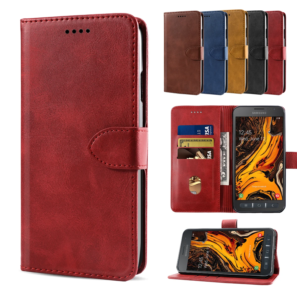 Для samsung Galaxy Xcover 4S/Xcover 4 G390F чехол ретро искусственная кожа флип подставка, гнездо для карточек кошелек чехол с магнитной пряжкой чехол