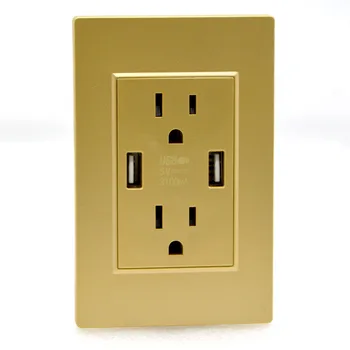 

NEW US Standard Wall Socket With Dual 3.1A USB Intelligent Charging American Standard Jack 15A 5V 3.1A Power Adapter Outlets