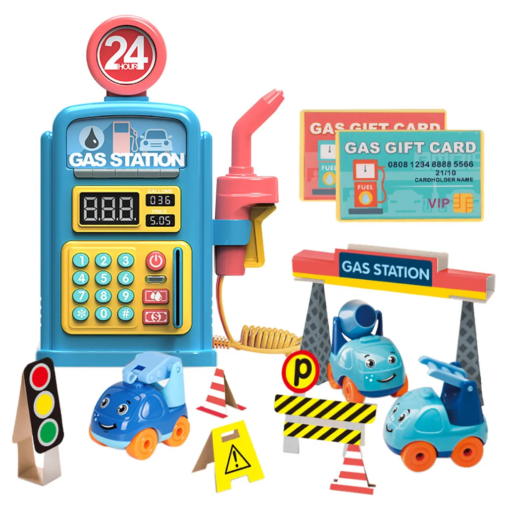 Образование для детей Веселые Обучающие игрушки для детей моделирование АЗС набор декораций игрушки и звук и свет детей# es - Цвет: Небесно-голубой