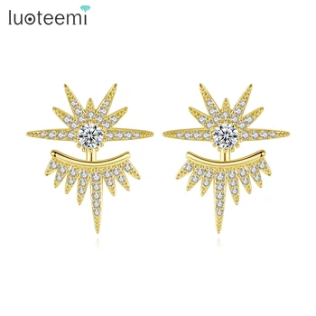 

LUOTEEMI Vintage Stylish Stud Earrings for Women Wedding Engagement Party Jewelry Accessories CZ Boucle D'Oreille Femme Gifts
