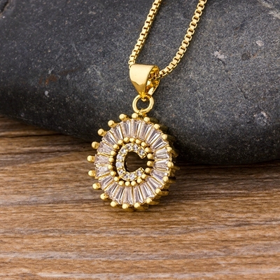 Sale Women Girls Initial Letter Necklace 26 Letters Charm Gold Name Necklace Pendant Top Quality Copper Zircon Jewelry Gift