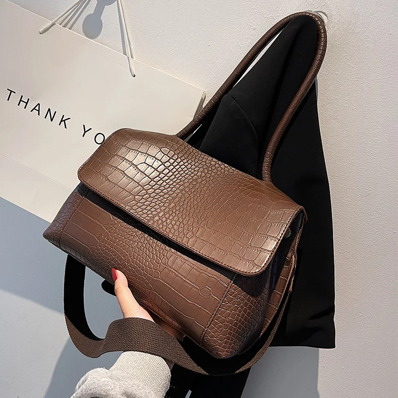 Luxury Crocodile Pattern Women’s Shoulder Messenger Tote