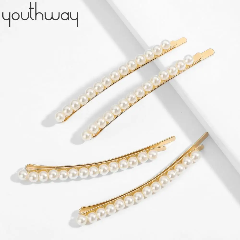 

2pcs Set Pearl Hair Clip Wedding Bridal Pearl Hair Accessories Elegant Bobby pins French Plain Pearl Hair Clip For Women