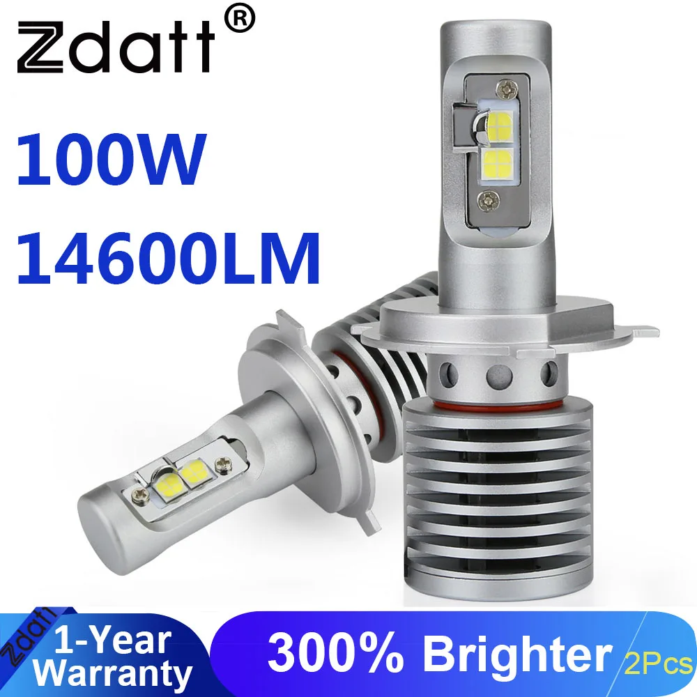Zdatt H7 светодиодный H4 лампы H8 H9 H11 9005 HB3 автомобильные для передних фар 100 Вт 14600LM 12V