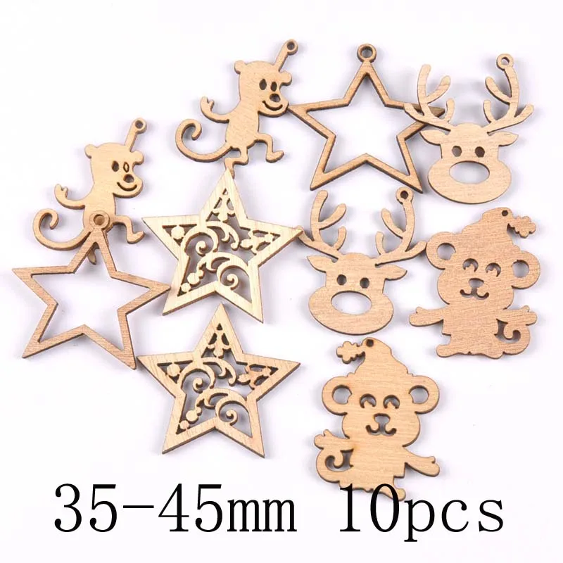 mt1853-10pcs DIY натуральный деревянный чипборд Рождественская елка подвесная подвеска с героем аниме детские подарки снеговик рождественские украшения mt2521 - Цвет: mt1853-10pcs