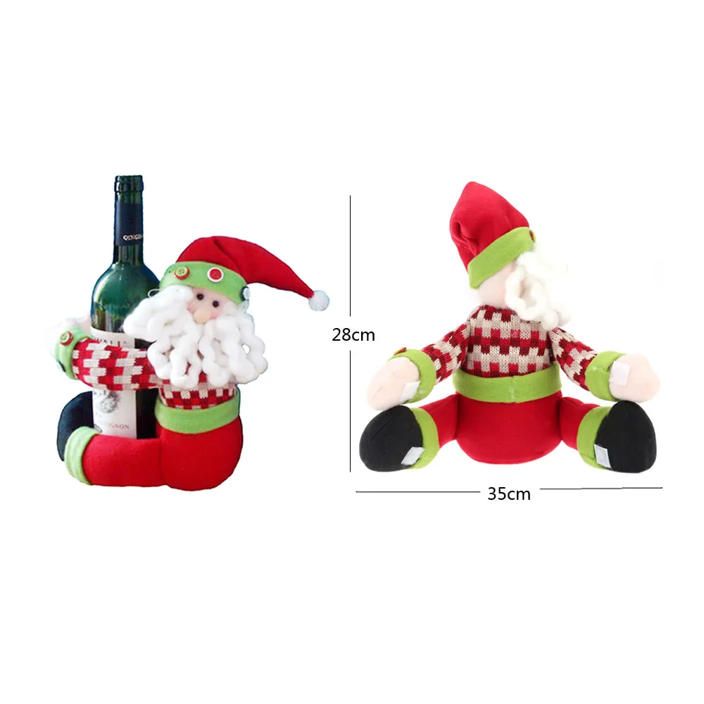 Горячая прекрасные декорации для Winebottle крышка кукла винная бутылка украшение Рождество Санта крышка украшения