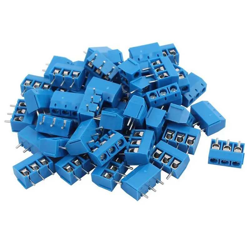 

50PCS blue ABS KF301-3P 5.08mm 3 Pin Connect Terminal Screw Terminal Connector