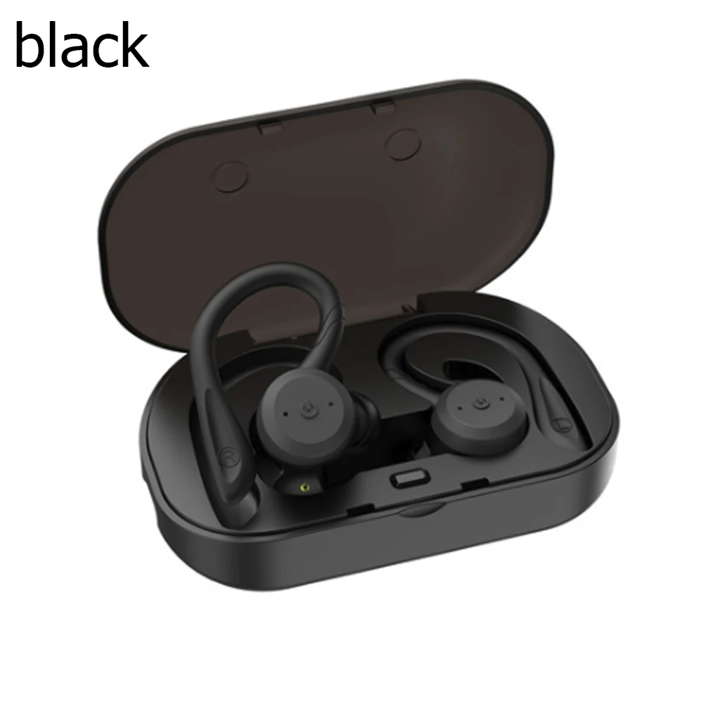 Черный TWS Bluetooth наушники истинные беспроводные стерео IPX7 спортивные наушники HD Бас Звук Наушники CVC гарнитуры для спортзала бег - Цвет: Черный