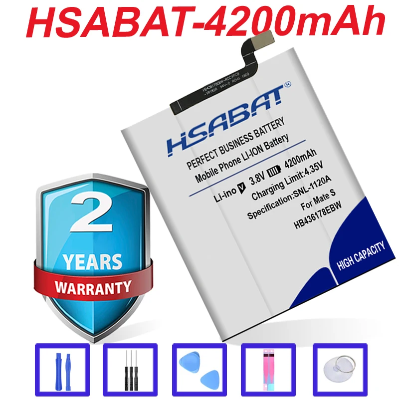 Оригинальный мобильный телефон HSABAT сменный аккумулятор 4200 мАч HB436178EBW для HUAWEI Mate S