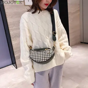 

Woolen Splicing Chest Bag Women PU Leather Fanny Money Belt Pouch Autumn Winter Fashion Crossbody Shoulder Pack