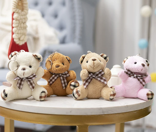 10CM Cute Bow Tie Teddy Bear Keychain Schoolgirl Bag Pendant Little Bear Doll Wedding Throw Christmas Gifts To Boyfriend 4