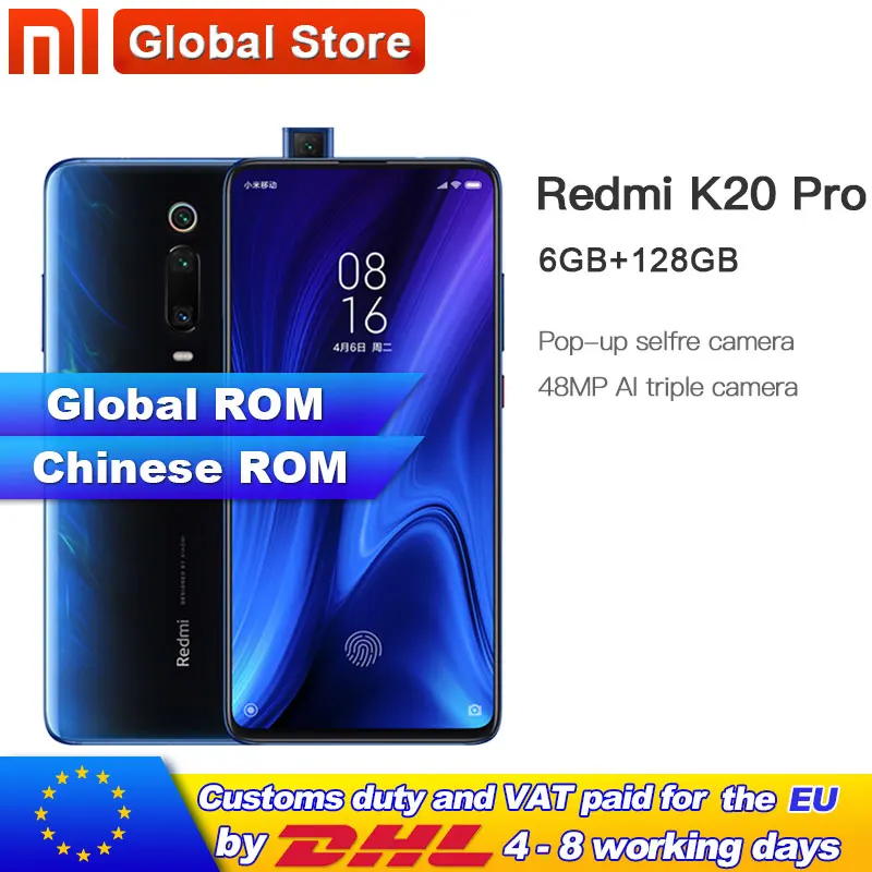 

Global ROM Xiaomi Redmi K20 Pro 6GB 128GB Smartphone Snapdragon 855 Octa Core 4000mAh Pop-up Front 48MP Rear Camera AMOLED 6.39"