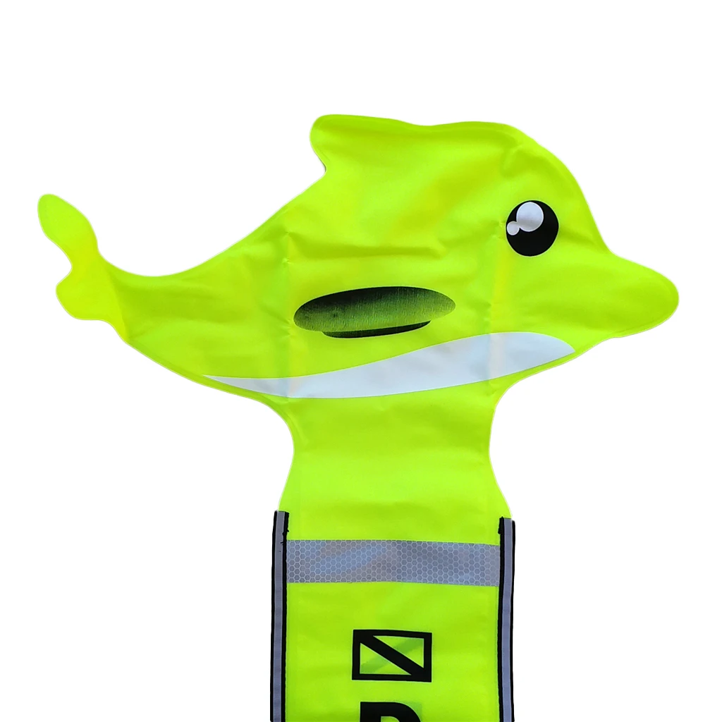 Scuba Diving Surface Marker Buoy Signal Tube Oral and Standard BC Hose Inflator, Cute Dolphin Design Multiple Colors & Sizes