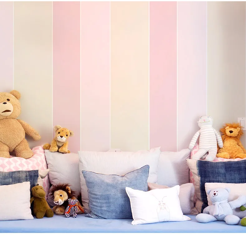 Хорошее качество, Скандинавская детская комната, домашние обои для мальчиков и девочек, Мультяшные синие, розовые, волнистые, в горошек, детские обои, в спальню, в полоску