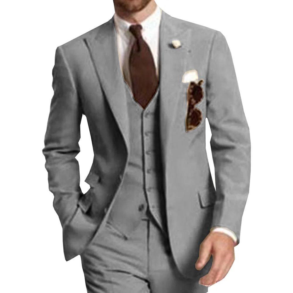 Бежевый 3 предмета Бизнес вечерние лучшие мужские костюмы максимумом нагрудные Две кнопки индивидуальный заказ свадебные смокинг для