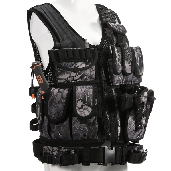 MKBK Военный тактический жилет Molle Pouch Combat Camouflage Vest Регулируемый Пейнтбол страйкбол штурмовой жилет с кобурой - Цвет: MKBK