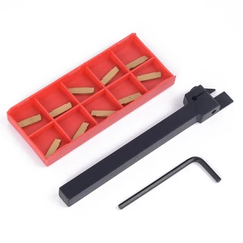 

10pcs MGMN200 Carbide Inserts + MGEHR1010-2 Grooving CNC Lathe Tool Holder Set