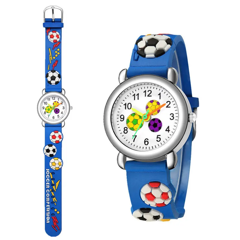 Football Silicone Kids Watches Unique Design Cartoon Ball Wristwatch