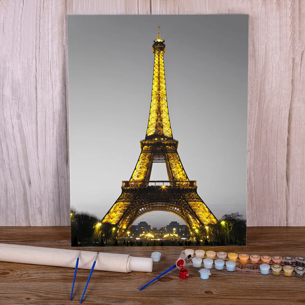 Black And White Landscape Painting By Numbers Complete Kit Oil Paints