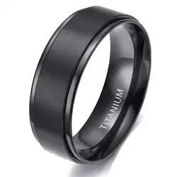 Elegant Black Titanium Brushed Wedding Band - Unisex Engagement Ring in Silver Tone - 8 (Black 8mm)