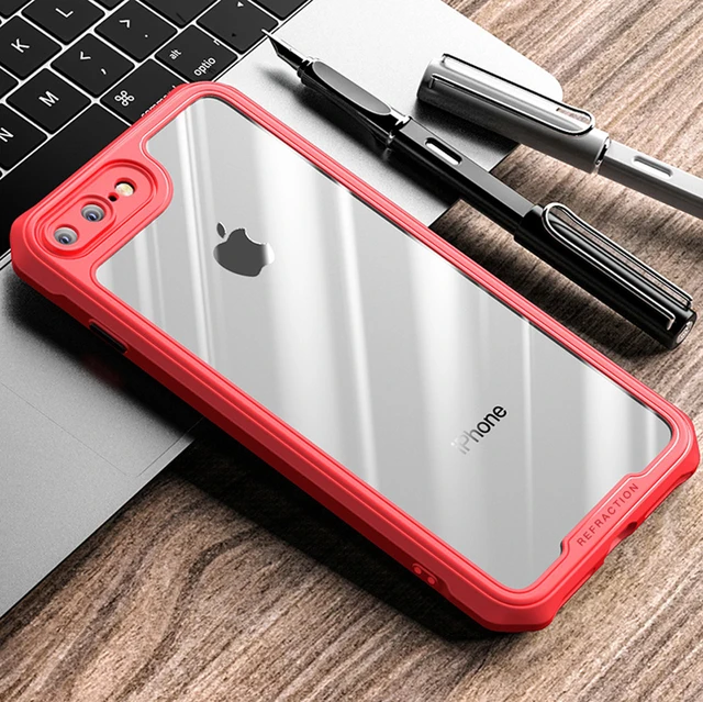 Shockproof Case for Apple iphone 7 8 Plus SE 2020 X XS XR Cases Clear Transparent Back Cover for iPhone 13 12 11 PRO MAX Mini Red