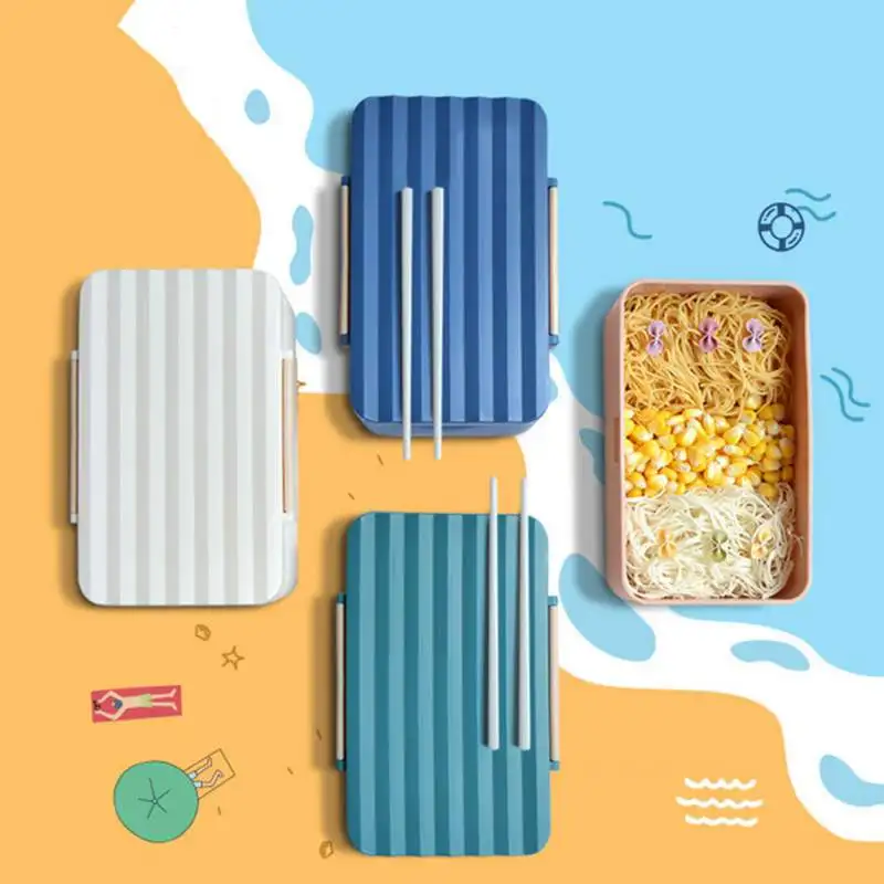 

900ML Microwave Lunch Box Student Bento Boxes With Chopsticks Leak Proof Picnic Meal Prep Containers Portable Salad Box
