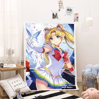 

Sailor Moon Funny Character Blanket 3D Print Sherpa Blanket on Bed Home Textiles Dreamlike Style 07