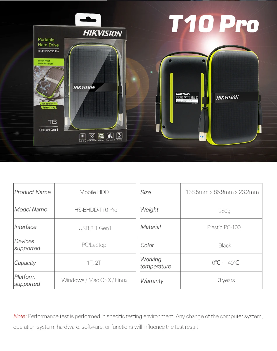 Hikvision оригинальный портативный жесткий диск 1 ТБ внешний HDD 2 USB3.1 Gen1 мобильный