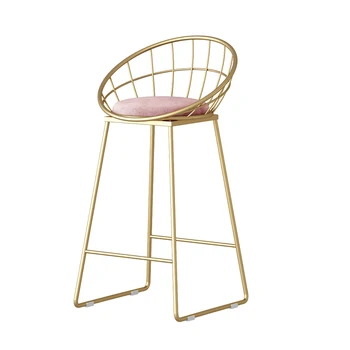 

Iron art nordic backrest bar chair golden clothing store photo tall home modern minimalist net red high stool