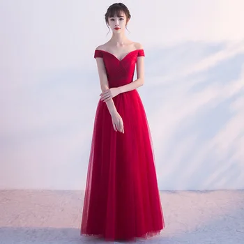 

2020 New Sexy Long Mesh Qiapo Elegant Red Women One Shoulder Bridal Wedding Dress Exquisite Appliques Cheongsam Maxi Dress