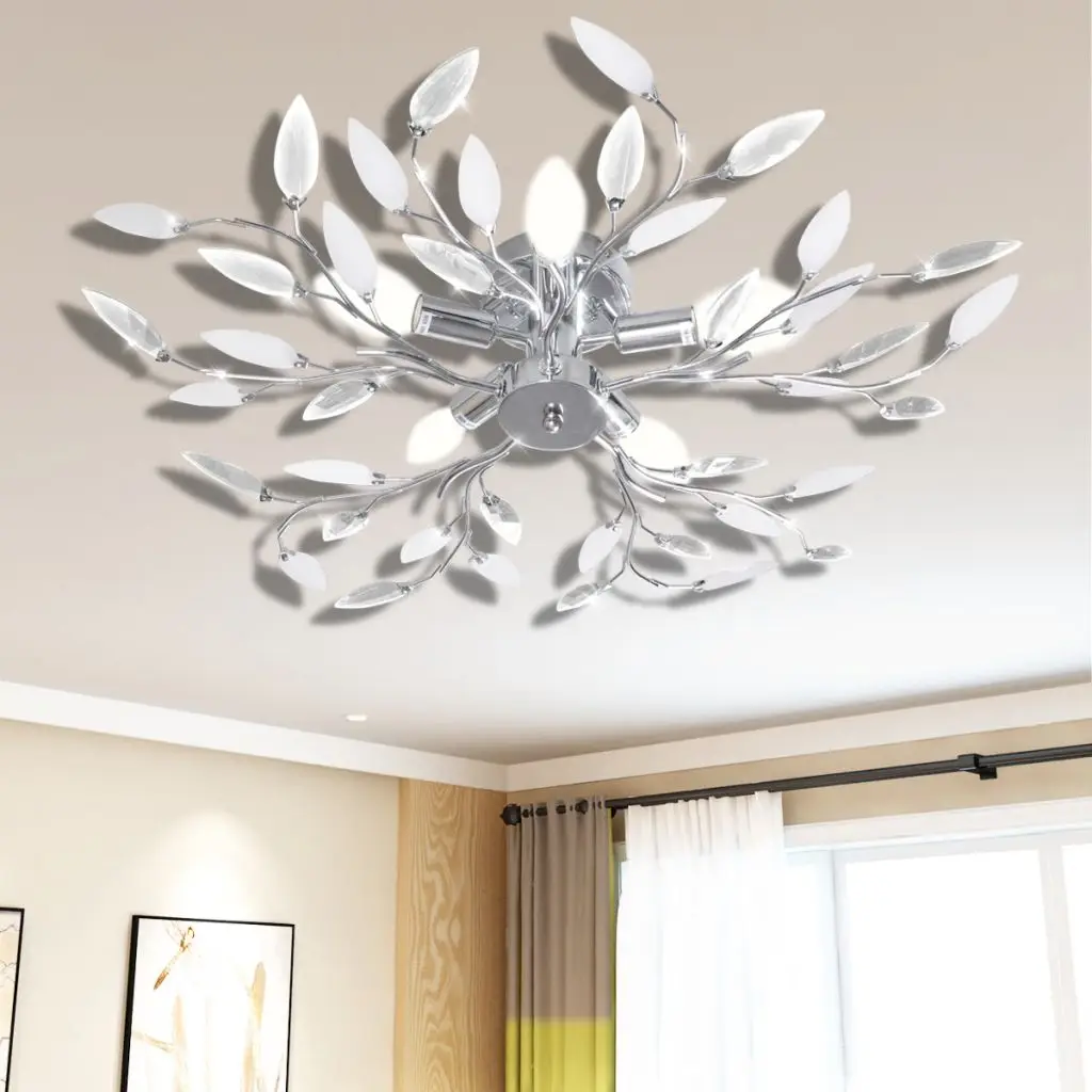 

LED Ceiling Light Indoor Modern Acrylic Crystal Arms Ceiling Lamp E14 Base 5 Bulbs For Living Room Bedroom Dining Room