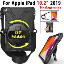 Вращающийся на 360 градусов противоударный чехол для Apple iPad 10,2 7 Чехол 7-го поколения с держателем карандаша чехол Funda ручной плечевой ремень