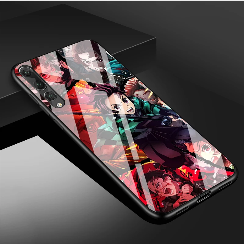 Anime Demon Slayer Kimetsu Không Yaiba DIY Cao Cấp Kính Cường Lực Điện Thoại Ốp Lưng Cho Huawei P20 P30 P40 Lite PRO Giao Phối 20 30 Lite Pro pu case for huawei Cases For Huawei