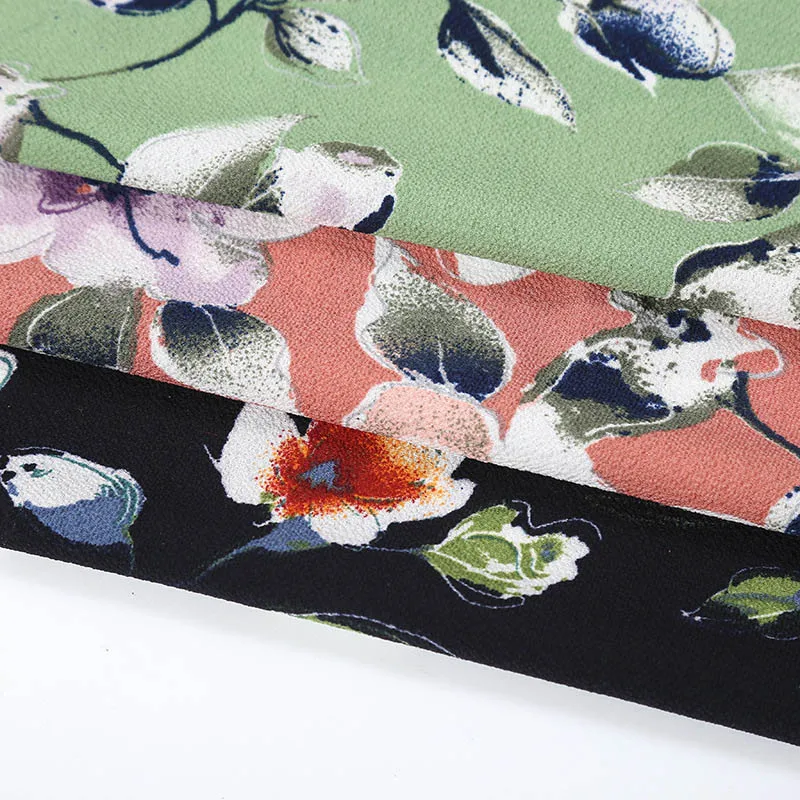 Креп-шифон платье ткань с печатным рисунком плотная шифоновая ткань не видно через полиэфирную ткань