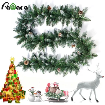 

Christmas Garland 2.7m Artificial Pine Rattan Xmas Party Decor Green Christmas Wreath Tree Rattan For Festival House Decoration