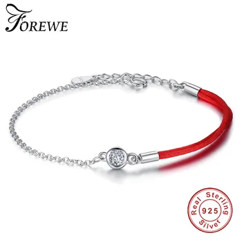 

FOREWE Red String Bracelet with Zircon 925 Sterling Silver Rope Bracelet Lucky Red Thread Bracelets For Women Jewelry