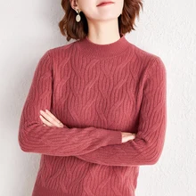Женский кашемировый свитер, пуловер с высоким воротником, зимний женский джемпер с длинным рукавом, эластичный свитер, Топ