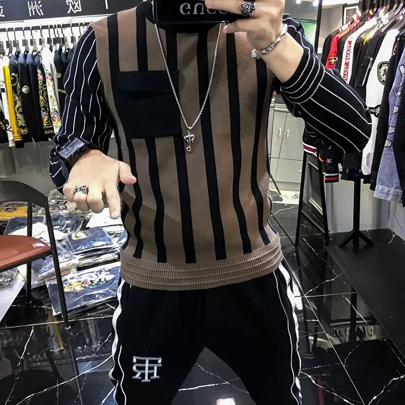 

European and American net red sweater men's personality 2020 new autumn and winter men's long sleeve top base sweater