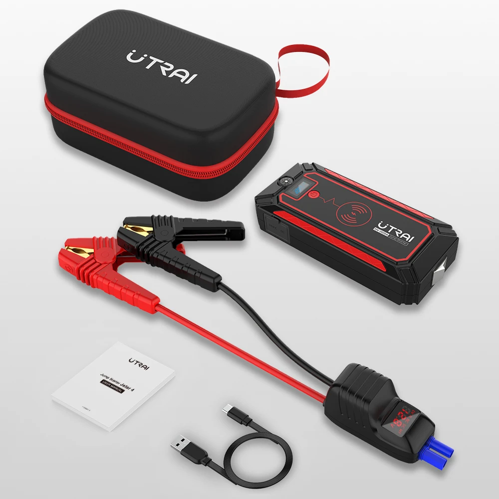 car jump starter UTRAI Car Jump Starter 2500A  Power Bank Car Battery with 10W Wireless Charger LCD Screen Safety Hammer Jump starter jump pack Jump Starters