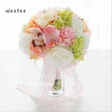Свадебный букет, домашнее украшение Свадебные букеты подружки невесты розовые Искусственные цветы розы свадьба SPH57