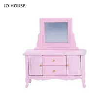 

JO HOUSE Mirror Dressing Counter Mini Wooden Crafts 1:12 Dollhouse Minatures Model Dollhouse Accessories