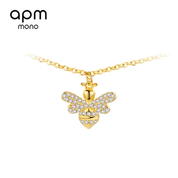 

APM Mono Necklace, Female Golden Yellow Bee Pendant Necklace Clavicle Chain Personality Insect Sweater Chain Girlfriend Gift