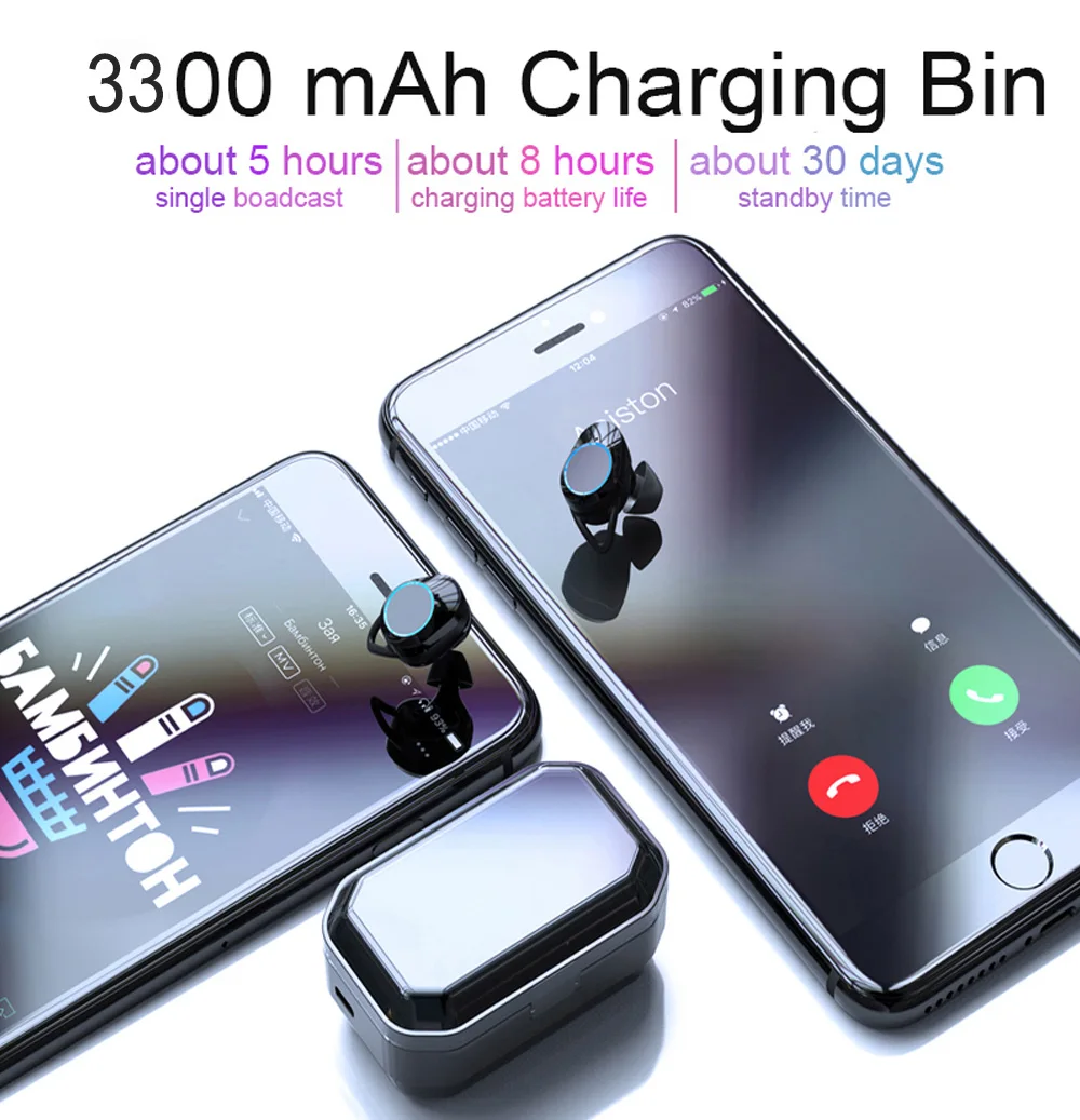 G02 TWS 5,0 Bluetooth наушники 9D стерео спортивные наушники Беспроводная гарнитура 3300 мАч светодиодный умный внешний аккумулятор держатель для телефона