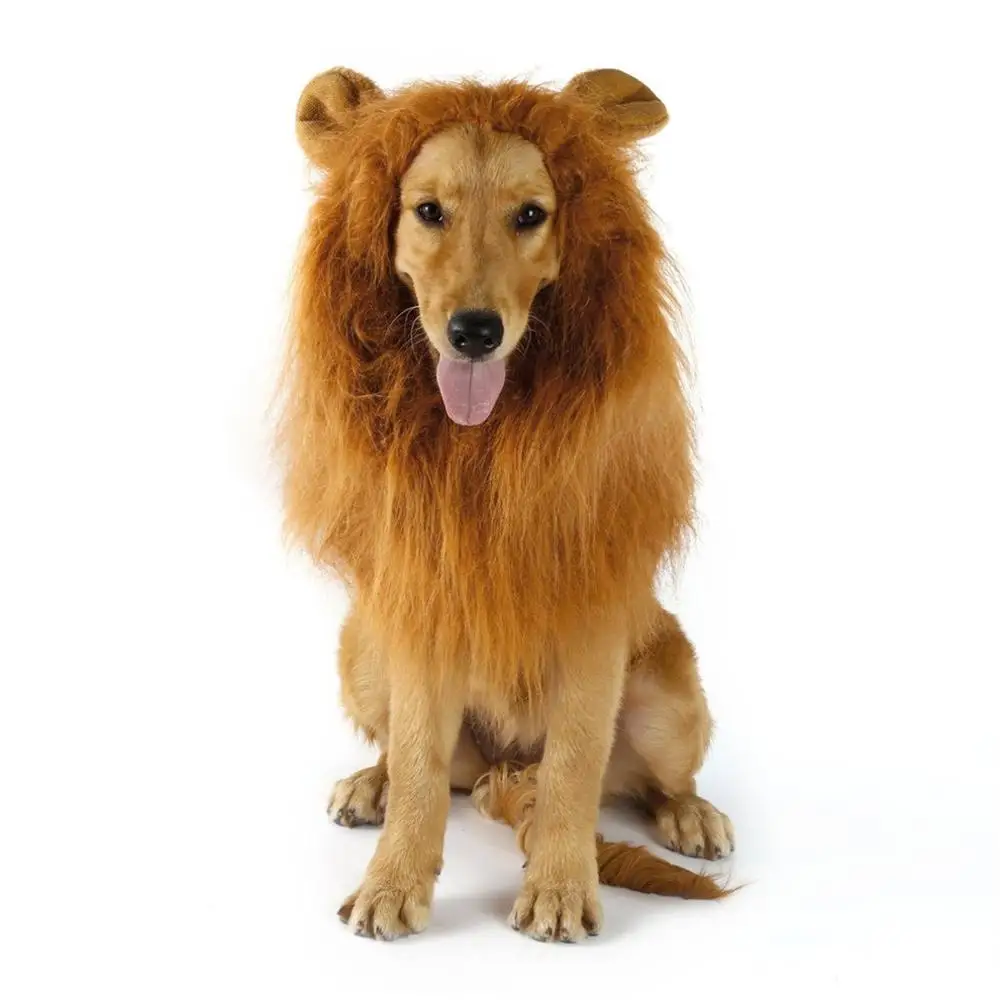 

Cute Pet Cosplay Clothes Transfiguration Costume Lion Mane Winter Warm Wig Cat large Dog Party Decoration With Ear Pet Apparel